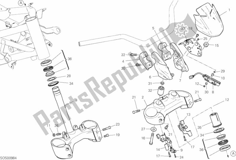 Alle onderdelen voor de Stuurinrichting van de Ducati Diavel 1260 USA 2019